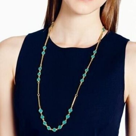 Gold Turquoise Dotted Line Scatter Necklace